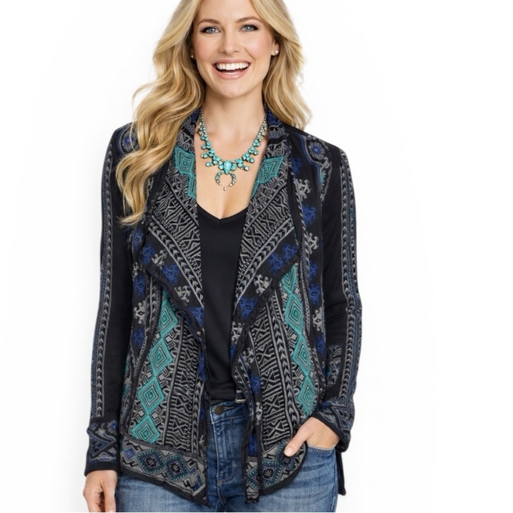 Johnny Was Biya Aztec Embroidered Duster/Cardigan